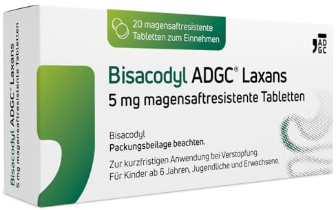 BISACODYL ADGC Laxans – 20 St - Abführmittel bei Verstopfungen für erleichterten Stuhlgang - wirksam und gut verträglich – Stuhlweichmacher - Darmbewegung wird angeregt – planbare Erleichterung