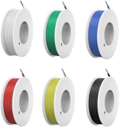HUAZIZ 17AWG filo, kit di fili di collegamento flessibili in silicone (6 bobine da 3 m di diversi colori) 600 V resistente alle alte temperature