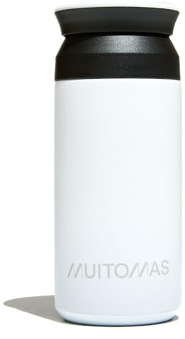 Muitomas Borraccia Termica 350ml, Leggera e Portatile in Acciaio, Design Elegante con Chiusura Ermetica, Colore Bianco