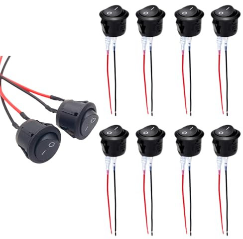 10 Stück Kippschalter 12V,Wippschalter 12V,Schalter 12V Mit Draht,2 Polig EIN/AUS SPST Switch 10 A/125V,6 A/250V,Rund Button,Für Lichtschalter Wohnmobil Auto Motorrad Truck Jeep Off Road Boat Marine