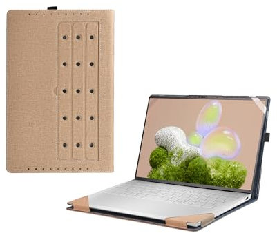 Laptop Cover for DELL XPS 13 9350 9345 9340 9315 XPS 13 Plus 9320 All-Inclusive 13.4 2-in-1 PU Leather Inner Pocket Cover (Golden)