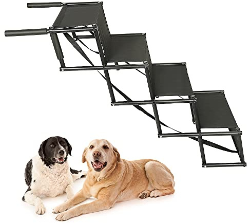Scaletta per cani fino a 80 kg I utilizzabile per tutti i veicoli I Scala per cani pieghevole I Rampe di accesso per cani piccoli e grandi | Rampa auto cane nero
