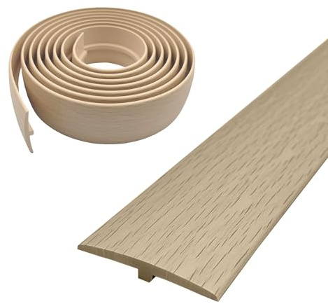 Övergångsprofil självhäftande, bredd 50 mm, flexibel PVC-övergångsrems-T-formdel, övergångslist utan borrning, täcklist (lönnträ, 3 m)