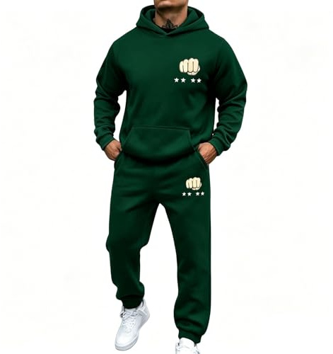 WAZHAKU Ensemble de jogging pour homme - Longue combinaison de sport - Ensemble sport baggy - Vêtement de sport 2 pièces - Outfit Y2K Hip Hop - 2 pièces - Hoodie et jogging - Costume décontracté pour