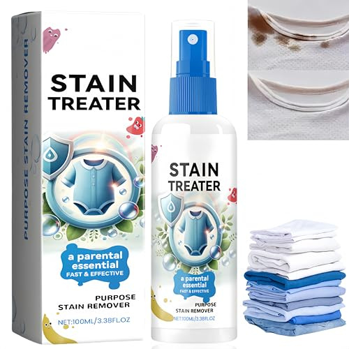 100ML Stain Remover for Clothes – Spot Cleaner & Stain Treater Spray, Laundry Stain Remover Spray for Tough Stubborn Stains,Our Best for Oil & Grease, 30 Seconds Stain Removal for Both Colours
