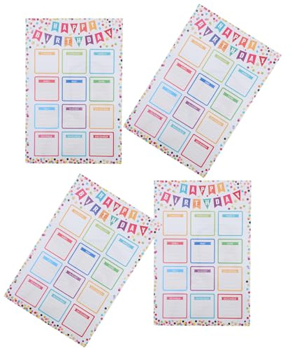 MOTHNUR 4 Pezzi Poster Calendario Compleanno per Studenti Lavagna da Scrivere Decorazione Aula Riutilizzabile Forniture Scuola Back To School