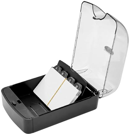 Saycker Business Card Holder, Clear Acrylic Business Card Organizer Box with Display Lid Storage up to 350 Cards, File Box Storage Display Stand for Tabletop Office Desk Accessories