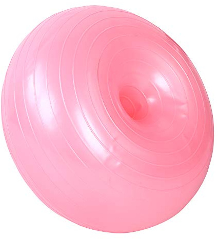 XUXHOU Balle de Yoga Ballon de Yoga en Forme de Beignet en PVC 50 Cm Ballon d'exercice Gonflable Rose avec Lignes Antidérapantes et Pompe à Pied pour étudiants en Classe de Adultes