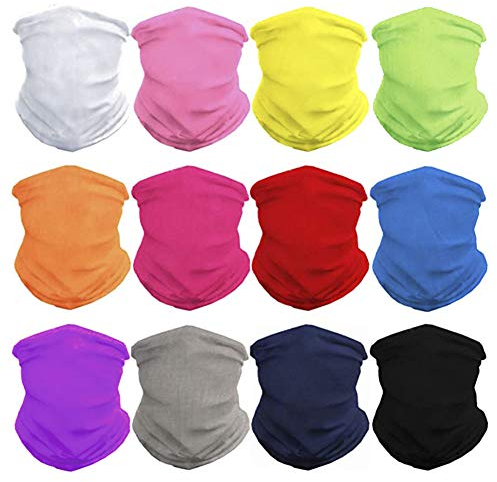 GUIFIER 12 Stück Nahtlose Bandanas Tücher Gesicht Maske Stirnband Schal Headwrap Bandana Kopftuch Wickeln Haarband,Neck Balaclava für Angeln, Laufen, Outdoor Kopftuch UV Widerstand