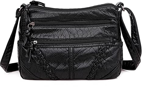 FANDARE Moda Bolso Bandolera Mujer Bolso de Cadena Bolsos de Hombro Cruzado de Cuero PU Bolso de Mano Bolso de Mensajero Bolso Movil Crossbody Bag Negro
