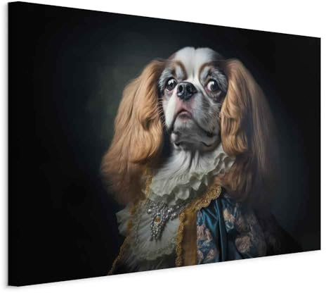 murando AI Acoustic Canvas Wall Art Dog 120x80 cm / 48x32 picture with acoustic foam sound absorption print image Artwork 1 pc room acoustics soundproofing Cavalier King Spaniel g-H-10026-b-a