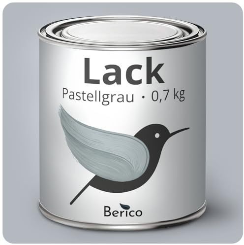 Berico Acryllack - Pastellgrau - 0,7 Kg - 4in1 Lack Buntlack Möbelfarbe Möbellack - Für Innen und Außen - Holz, Möbel, Metall & Fliesen