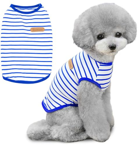Voarge T-Shirt con strisce di cane, magliette estive per cani, morbida cotone per cuccioli Abbigliamento per animali domestici Tank Top Basic Tee Shirt per cani di taglia piccola e media, gatto