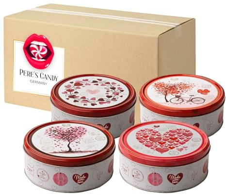 Pere's Candy Bundle für Gebäckmischung Hearts Dose - Dänische Butterkekse Cookies 4er Pack (4 x 150 g) + Pere's Candy Notepad DIN A7-25 Blatt