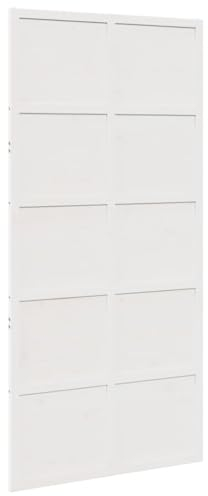 vidaXL Scheunentür, Holzschiebetür Platzsparend, Zimmertür Scheunentor-Look, Schiebetür Holztür Innentür, Weiß 100x208cm Massivholz Kiefer