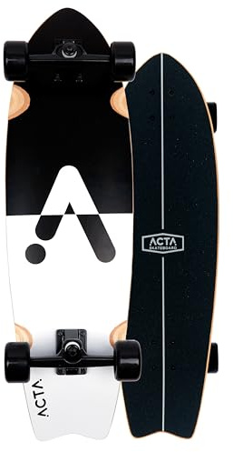 ACTA Surfskate Upside Down 32 – Nero & Bianco – Tavola da Surf Skate in acero 7 pieghe, ideale per principianti e intermedi, per pumptrack, crociere e carving urbano