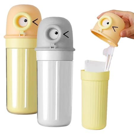 Smavles Estuche para Cepillo Dientes, 2Pcs Juego de Vasos de Agua de Viaje, Soporte para cepillos de Dientes y Pasta de Dientes, Vaso para cepillos de Dientes, Adecuado para Camping, Viajes