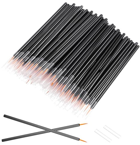 Lot de 100 pinceaux jetables à pointe ultra fine pour eyeliner, pinceau miniatures, noir et fin, pour maquillage des yeux, pinceaux de maquillage (noir)