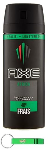 12x Axe Africa Deodorant und Körperspray - Body Spray für Männer Deo Spray 150ml + Beni Culinari Kostenloser Schlüsselanhänger