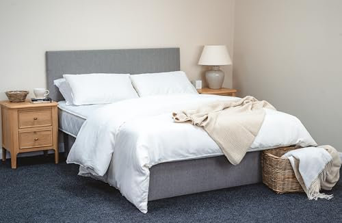 Backcarebeds Olympia Soft-Sided Waterbed with Deluxe Stable Mattress, Heater & Quilted Cover | Optional Dual Mattresses & Drawer Base | (6Ft Super King) Headboard 1B in Velvet Ivory Colour