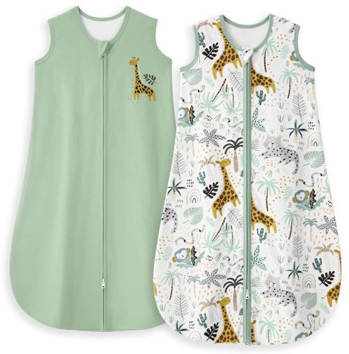 Yoofoss Schlafsack Baby Sommer 1.0 Tog - 2er Pack 100% Baumwolle Sommerschlafsack Herbst Babyschlafsack 67 cm für Jungen Mädchen Neugeborene 0-6 Monate