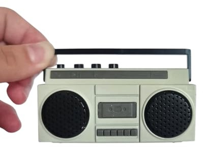 Anomat Retro Mini Bluetooth Speaker - Vintage Tape Recorder Design with Swivel Handle, USB Rechargeable Novelty Boombox for Desk Decor, Dollhouse Prop, and Pretend Play Karaoke