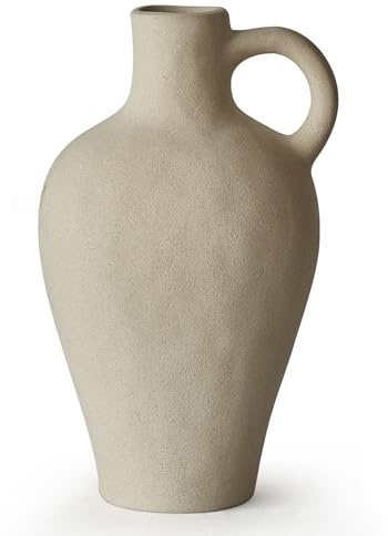 Jarrón de cerámica decoración blanca, jarrones rústicos de granja para decoración del hogar, jarrón moderno de flores blanco mate para estantería, mesa estética, decoración de mesa