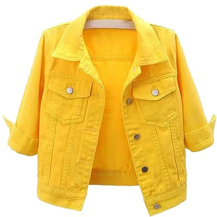Veste en jean pour femme - Courte - Stretch - Oversize - Printemps - Veste demi-saison - Veste en jean - Grandes tailles - Veste d'été - Veste en jean - Veste boléro pour robe
