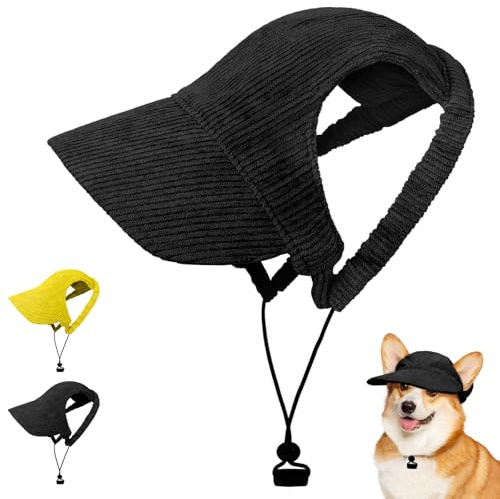 OFFCUP Berretto da Baseball per Cani Regolabile Cappello da Baseball per Cani con Fori per le Orecchie Cappello Sportivo da Viaggio Cappellino di Protezione Solare per Animale Domestico (Nero, XL)