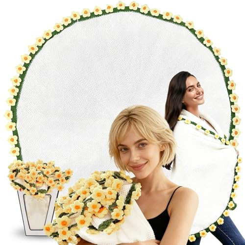 Rumsfel Manta de Ramo, Handmade Crochet Flower Throw, Manta de Ramo de Flores de Ganchillo, Suave y Ligera, para decoración de Cama del hogar, guardería, Boda, inauguración de la casa