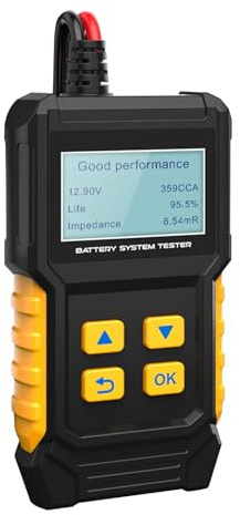 Testeur de Batterie Automobile | Analyseur de Batterie Voiture | Analyseur de Tension de Charge Compact pour Moto, Camion, Remorque, Quad, Banc et Alternateur