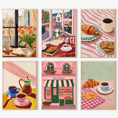 YALKIN 6 Packs Paint by Numbers for Adults, Painting by Number Kits On Canvas,Without Frame DIY Color Oil Painting Acrylic Paints,Home Wall Decor 9.8x13.8in/25x35cm