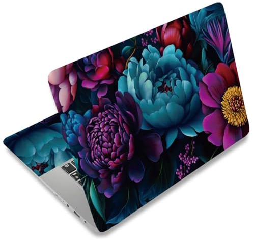 SUPERDANT Fantasy Peony Flowers Laptop Skin Sticker Decal, Universal for 12 13 13.3 14 15-15.6 Inch Laptops, Removable Waterproof Vinyl Notebook Cover Protector