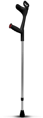 Krücke Schwarz Klassiker 140 Kg Unterarmgehstütze von Ossenberg mit Ergo Softgriff Gehhilfe Pulox-Design