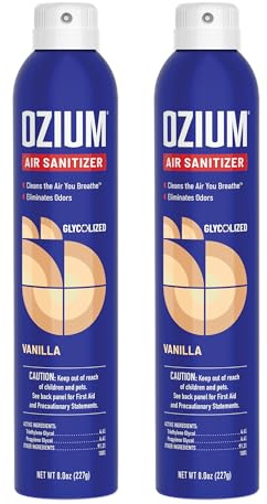 Ozium 8 Oz. Air Sanitizer & Odor Eliminator for Homes, Cars, Offices and More, Vanilla Scent, Pack of 2