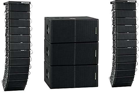 Pronomic V-Array Venue Set - Sistema PA attivo con 3300 Watt (RMS) - Adatto fino a ca. 500 ascoltatori - 3x Subwoofer con 2x altoparlanti da 12 - 24x Top con altoparlanti da 4 + tweeter
