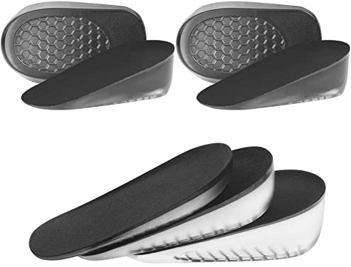 URAQT Gel Height Increase Insole, 2 Pairs Invisible Heel Lift Inserts, Elastic Shock Absorption Heel Cushion Pads Half Increased Heel Shoe Lifts, Elevator Shoe Insoles for Men and Women