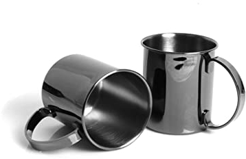 ECHTWERK 2-teiliges Kupferbecher-Set, Bruchsichere Edelstahl-Gläser, Cocktail-Set, Cocktailgläser perfekt für Gin, Vodka, Bier und Kaltgetränke, Geschenkset, Black-Edition, 1000 ml