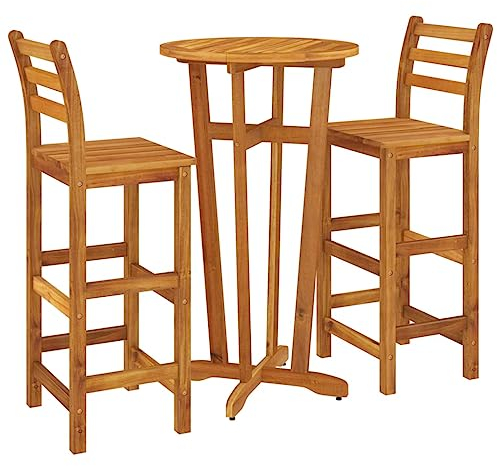 vidaXL Gartenbar Set 3-TLG., Gartenmöbel Bartisch 2 Barstühle, Stehtisch Barhocker für Garten Terrasse, Sitzgruppe Gartenset, Massivholz Akazie