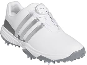 adidas - Zapatillas de golf para niño Tour360 24 Boa, Zapatos Blanco Plata Metálico Hierro Metálico, 5.5 Little Kid