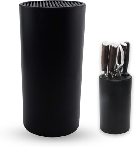 Ceppo portacoltelli senza coltello, supporto rotondo senza setole, blocco portacoltelli di alta qualità con inserto in setole, posate da cucina per una presa sicura per 19 coltelli di ogni tipo