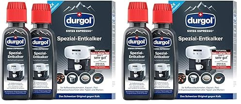 durgol swiss espresso Spezial-Entkalker – Kalkentferner für Kaffeemaschinen aller Typen und Arten – Einfache Reinigung ohne Einwirkzeit & Rückstände – Deutsche Version – 2x125ml (Packung mit 2)