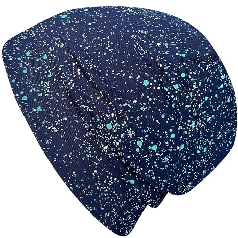 Ullkycklingar pojkar/flickor Shorties beanie/beanie-mössa/stickad mössa/barnmössa, bekväm, många motiv, jersey, tvåskiktsfodrad, övergångsperioder (ekologiskt tyg/bio) 202401, Galaxy blå, 52-54