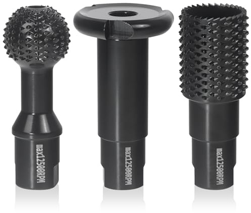 3 PCS Upgraded Wood Grinder Ball Gouge with 5/8-11 Thread for 4 1/2 and 5 Inch Angle Grinder Attachments, Power Carving Tools with Sphere Rotary Burr Carbide Steel Electric for Wood Hollowing Slotting