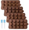 Lot de 4 moules à chocolat, 2 compte-gouttes. Différents types de moules en silicone, moules poreux, moules à gâteau, moules à gelée, moules à pudding à gelée, modèles de pâtisserie