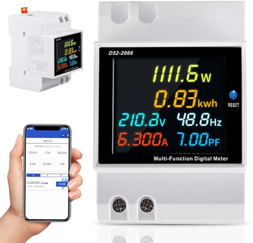 Compteur D'Énergie Monophasé, Compteur Electrique Consommation, Compteur D'Électricité Numérique, AC40-300V,100A 6 En 1 Compteur D'Électricité Monophasés Avec Écran LCD Wattmètre Courant Alternatif