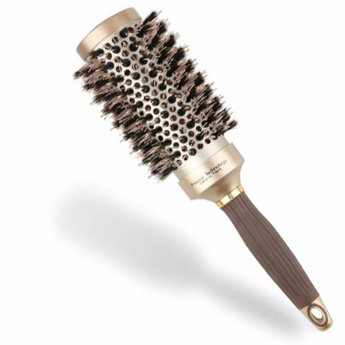 VEROA Haarbürste Rund zum Föhnen 53mm Rundbürste Groß Wildschweinborsten Bürste - Professionelle Rundbürste zum Stylen für Frizzfreie Blowouts - Gold