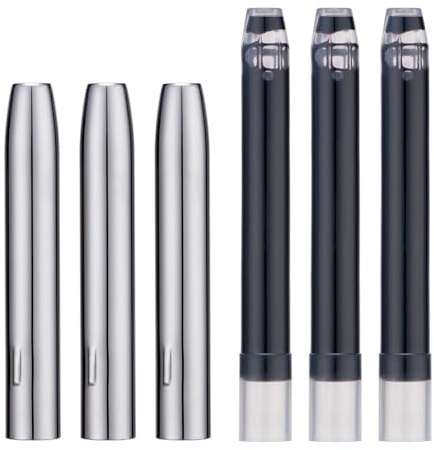 Paquete de 3 accesorios para pluma estilográfica Jinhao serie 10, protector de metal con cartuchos de tinta negra, diámetro de orificio de 5,5 mm