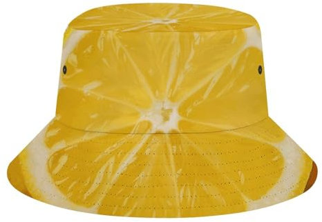 YKLBV Chapeau cloche d'été pour femme et homme - Jaune citron - Large bord - Pour la pêche, la plage, la randonnée, les voyages, Citron d'été, 7-8