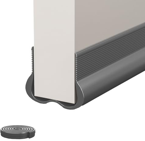 Hinapan 1 junta autoadhesiva para puerta inferior, cinta de sellado de silicona, burlete contra el frío, el ruido, el polvo y los insectos, se puede cortar, 8 almohadillas adhesivas fuertes (gris)